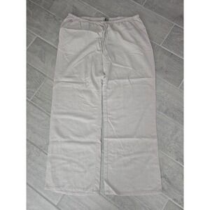 H&M Divided Beige Linen Blend Wide Leg Drawstring Waist Pants Women's Medium